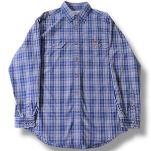 Carhartt Mens Blue Plaid Long Sleeve Button Front Casual Shirt - Size M